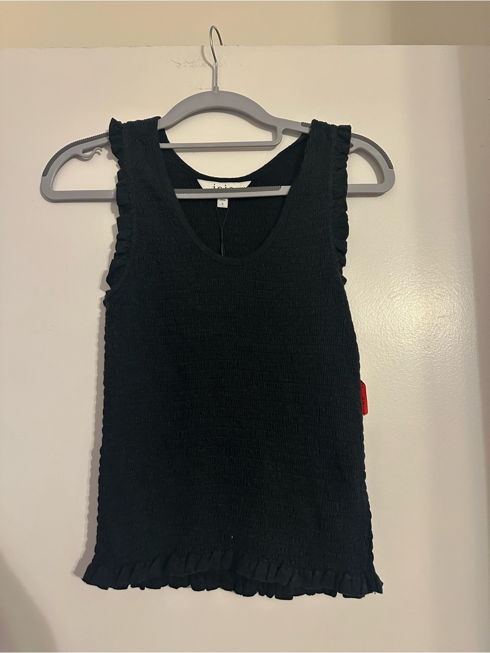 Joie Linen Blend Smocked Tank Top Black